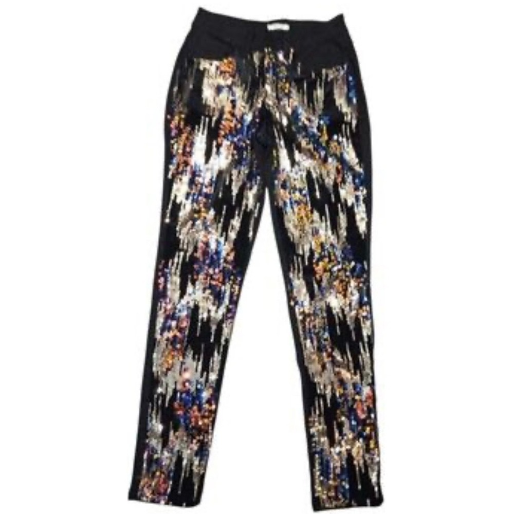 Cato Collection Limited Edition Sequin Hi-Rise Pants Black Multi Size 2